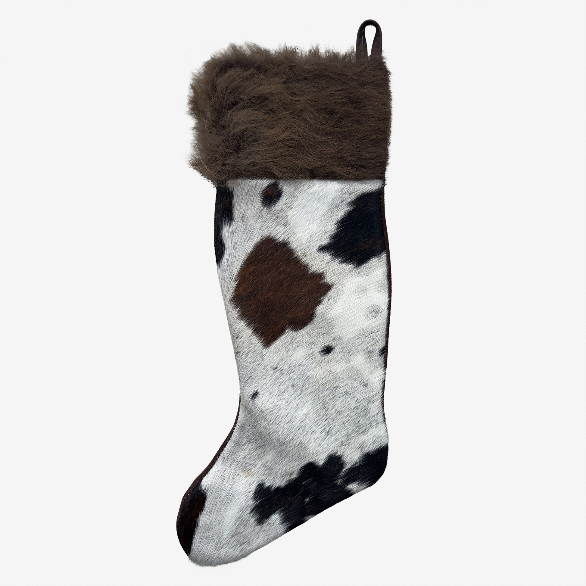 Cowhide Stocking - Hair-On Rustic Holiday Decor - Premium Quality - Natural Material