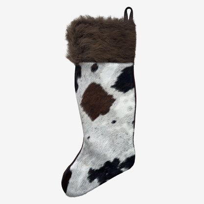 Cowhide Stocking - Hair-On Rustic Holiday Decor - Premium Quality - Natural Material
