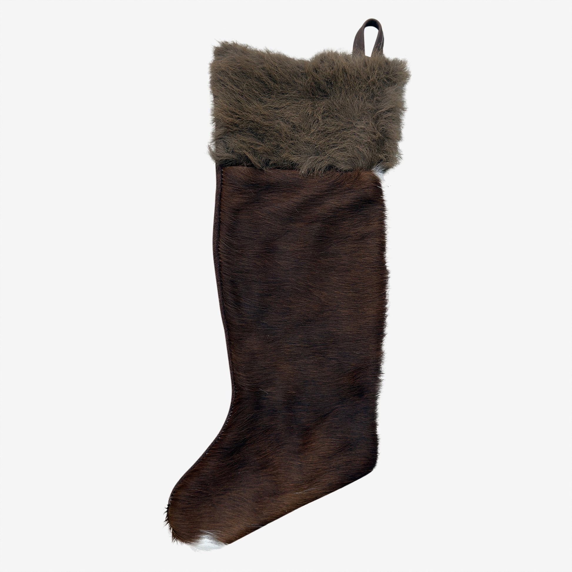 Cowhide Stocking - Hair-On Rustic Holiday Decor - Premium Quality - Natural Material