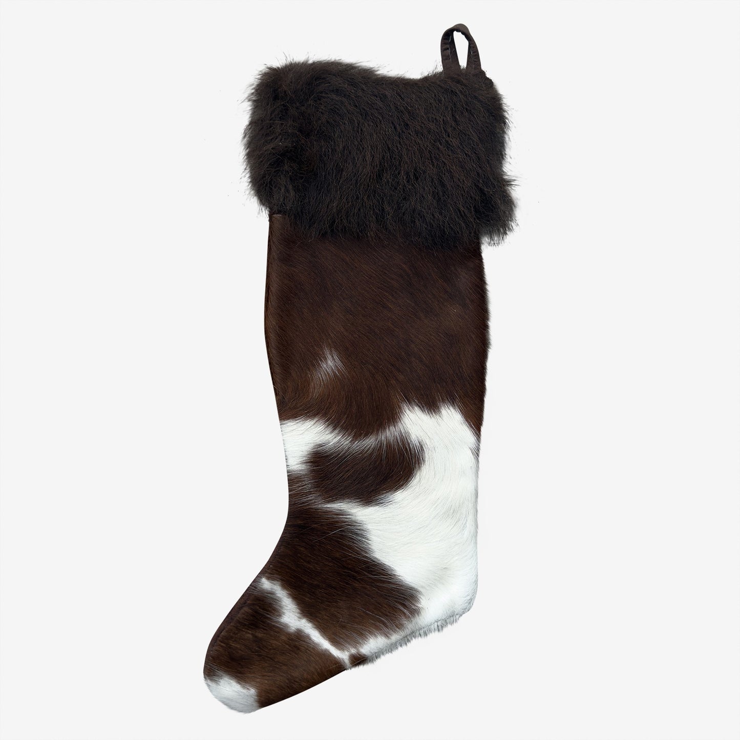 Cowhide Stocking - Hair-On Rustic Holiday Decor - Premium Quality - Natural Material