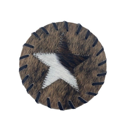 Cowhide Hair-On Coasters | Star Pattern – 4" Round