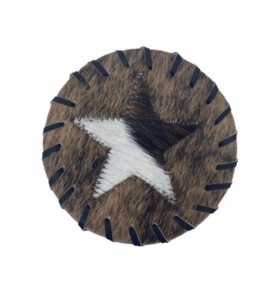Cowhide Hair-On Coasters | Star Pattern – 4" Round