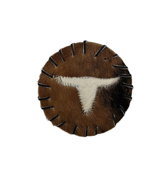 Cowhide Hair-On Coasters | Longhorn Pattern – 4" Round