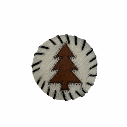 Cowhide Coasters - Rustic Leather Drink Protectors - Premium Hair-On Design - Durable Quality