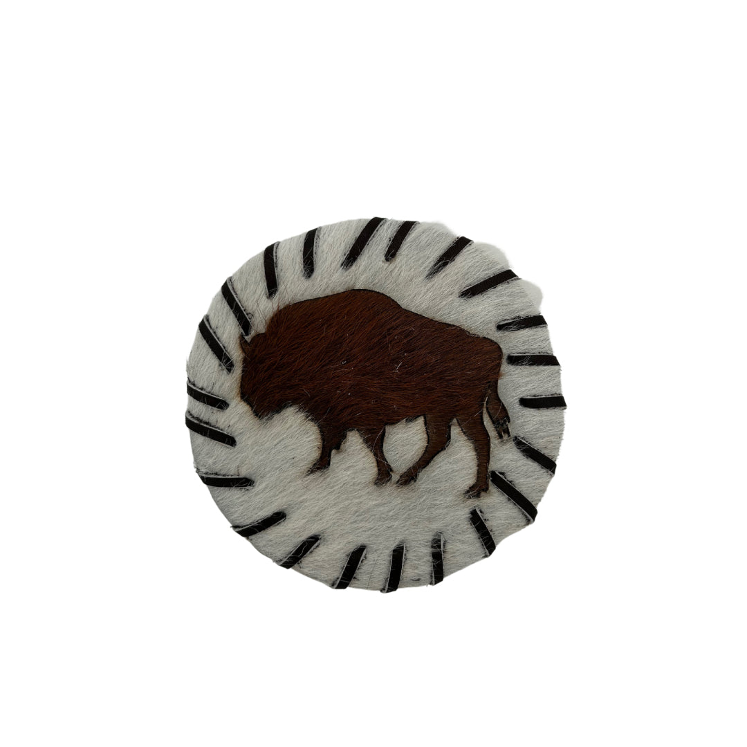 Cowhide Coasters - Rustic Leather Drink Protectors - Premium Hair-On Design - Durable Quality