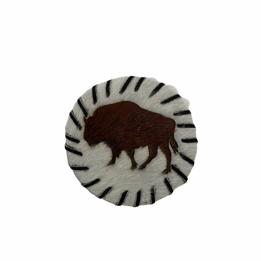 Cowhide Hair-On Coasters | Bison Pattern – 4" Round