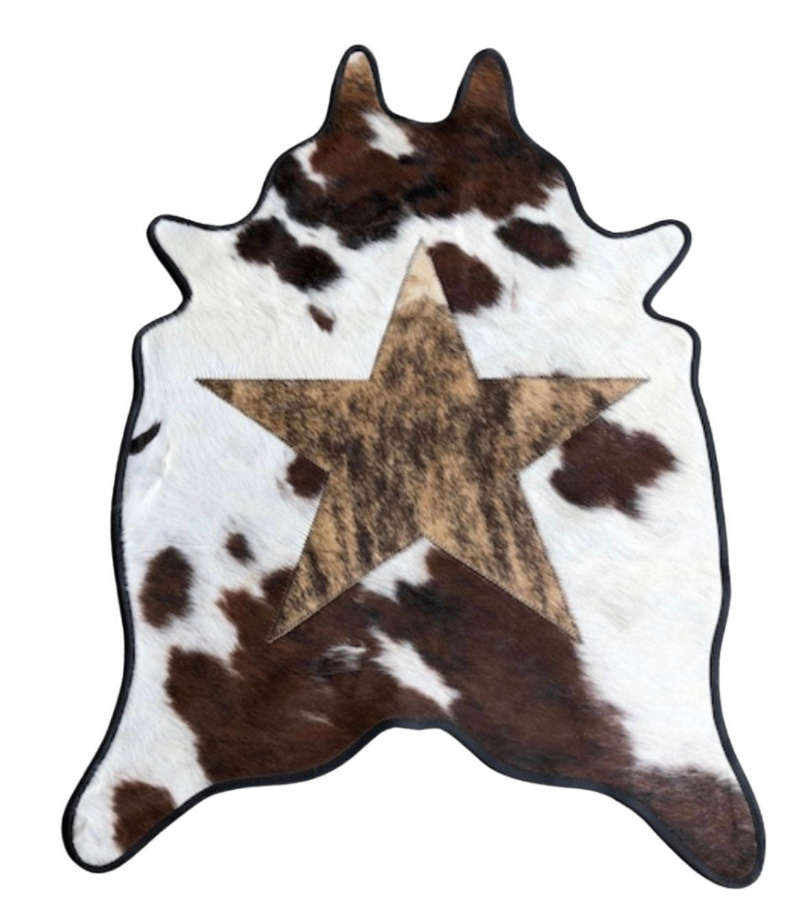 Mini Cut-Outs Cowhide Rugs Star Collection with Leather Border