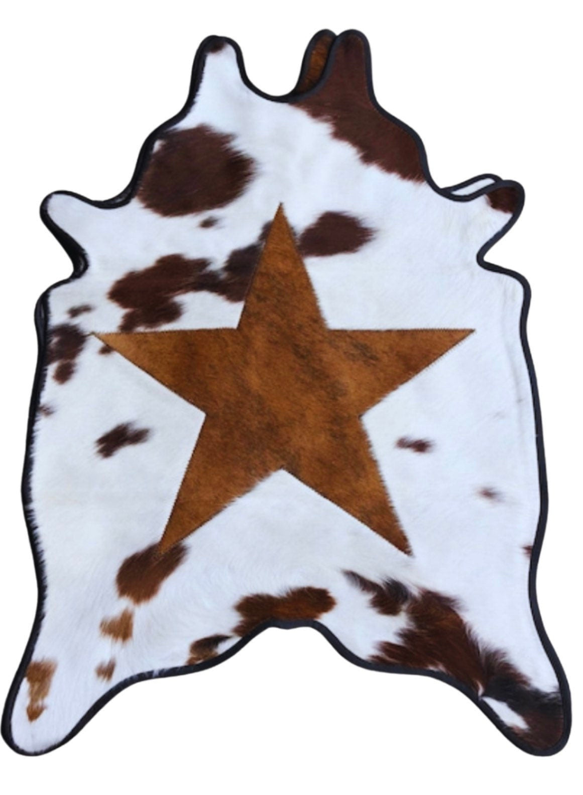 Mini Cut-Outs Cowhide Rugs Star Collection with Leather Border
