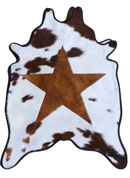 Mini Cut-Outs Cowhide Rugs Star Collection with Leather Border