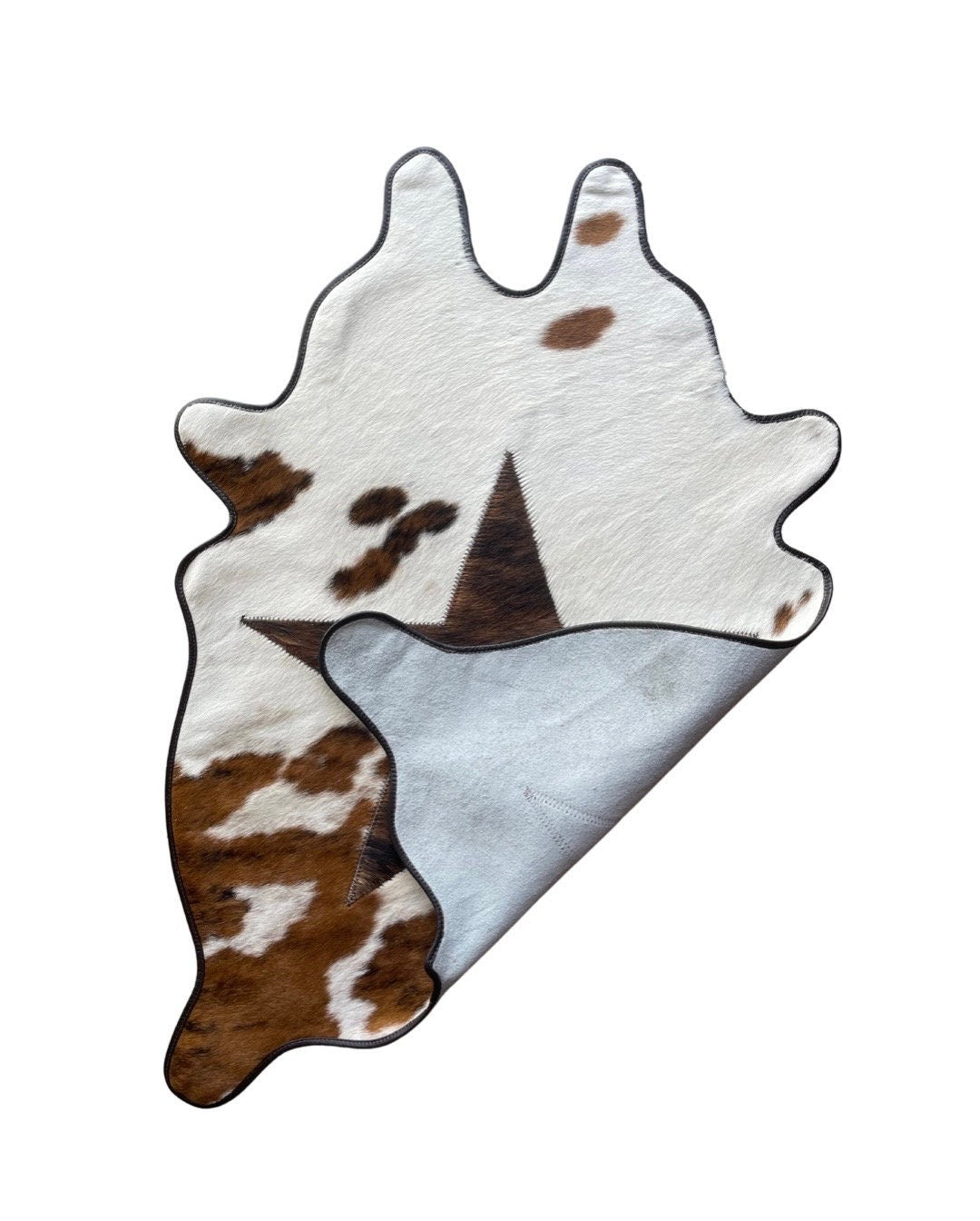 Mini Cut-Outs Cowhide Rugs Star Collection with Leather Border