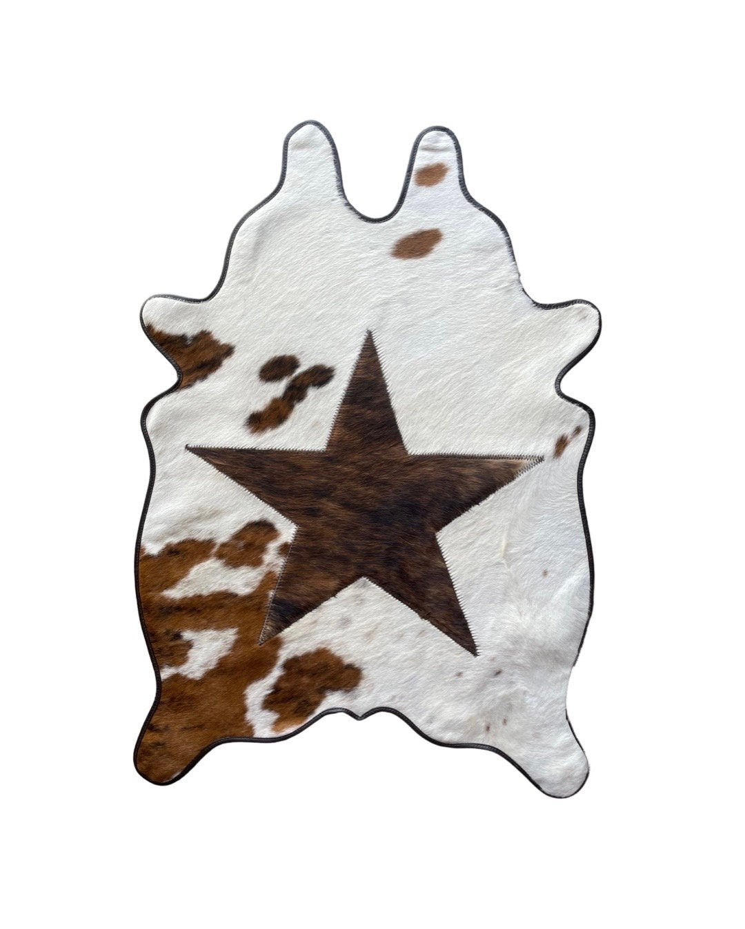 Mini Cut-Outs Cowhide Rugs Star Collection with Leather Border