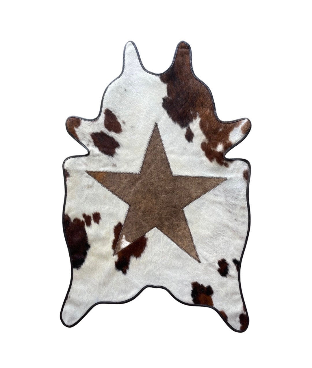 Mini Cut-Outs Cowhide Rugs Star Collection with Leather Border