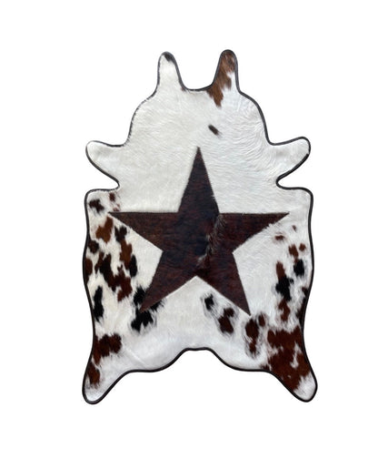 Mini Cut-Outs Cowhide Rugs Star Collection with Leather Border