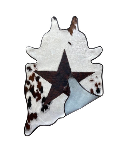 Mini Cut-Outs Cowhide Rugs Star Collection with Leather Border