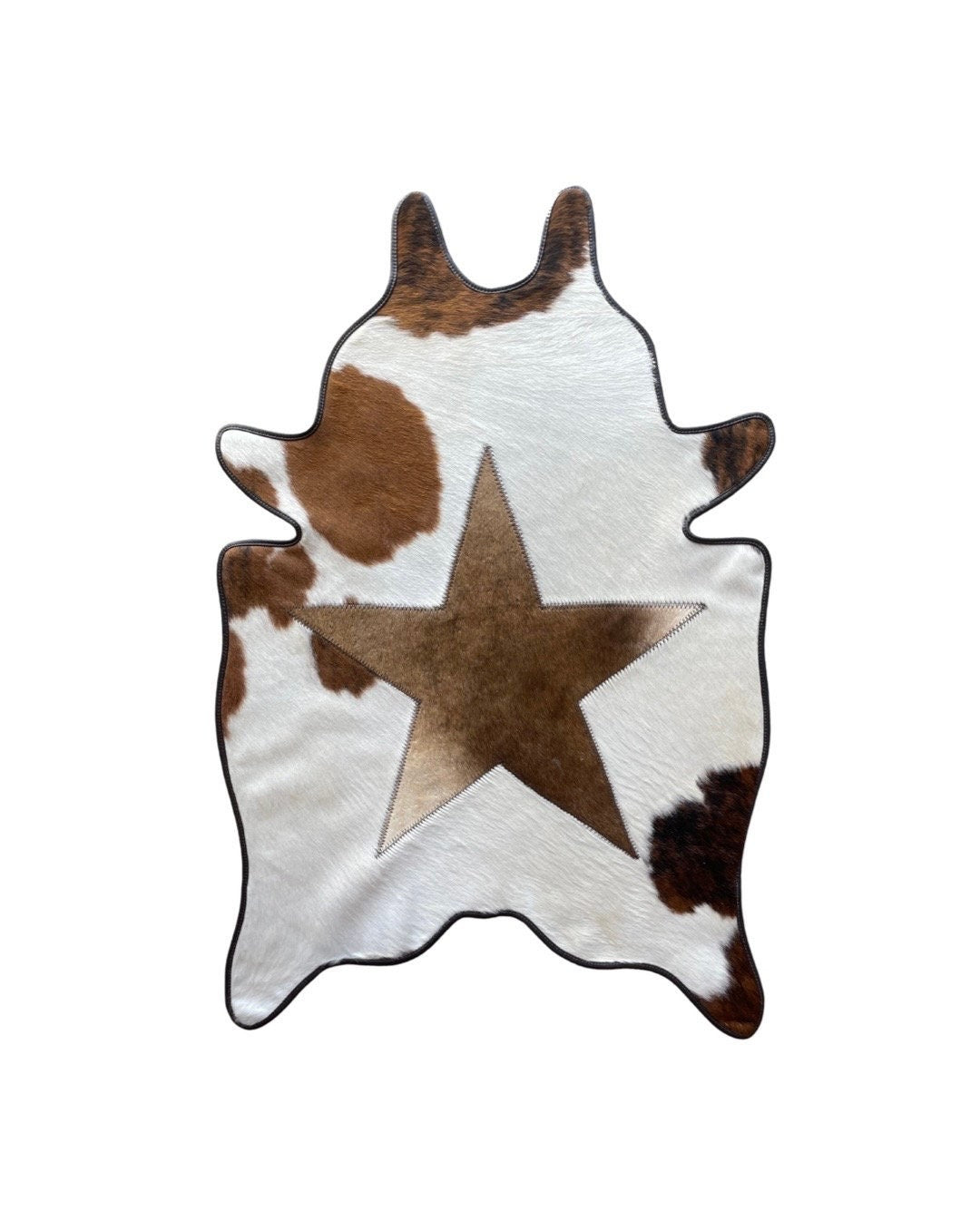 Mini Cut-Outs Cowhide Rugs Star Collection with Leather Border