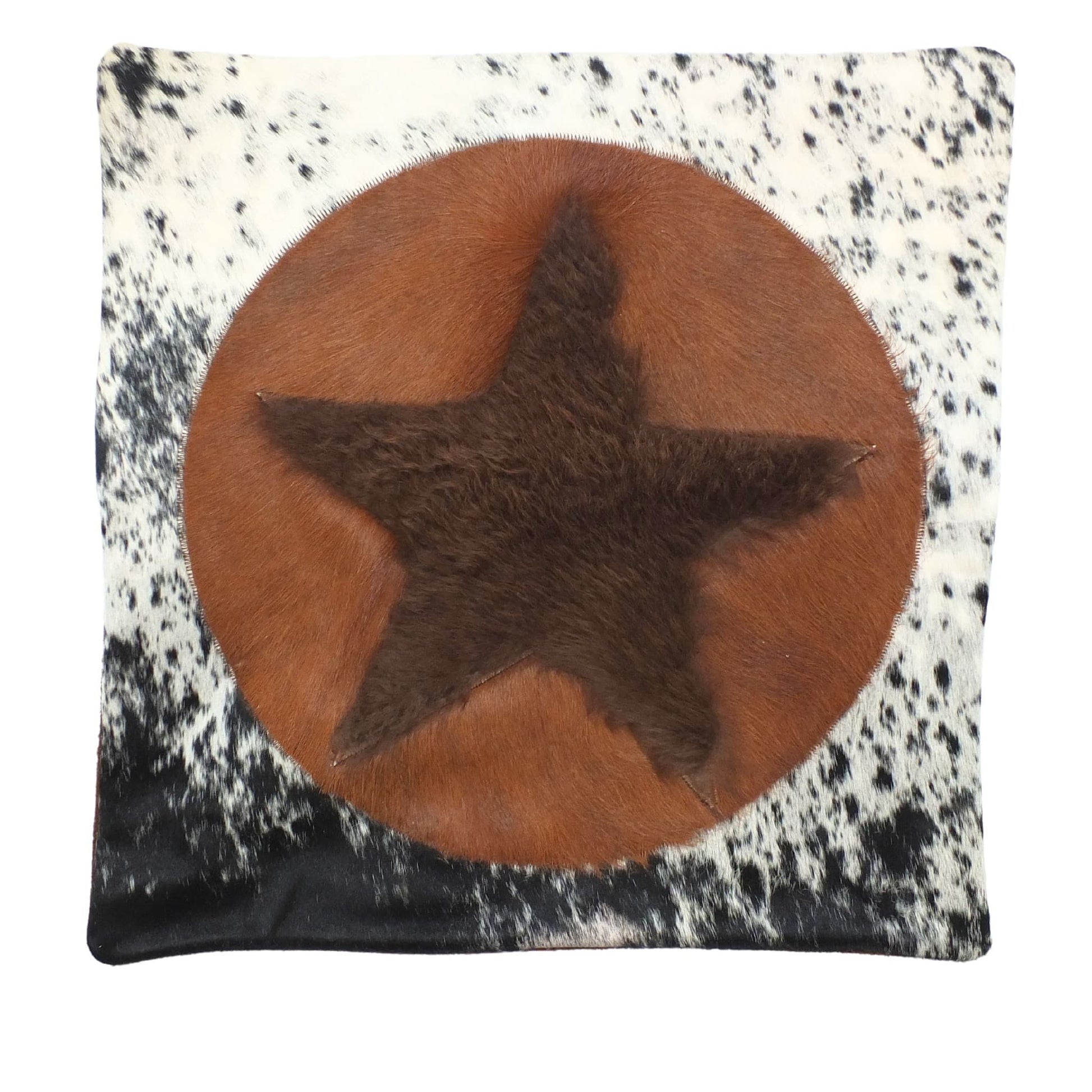 Bison Leather Pillow Cover - Rustic Star Design - Premium Hair-On 20"x20" Home Decor Accent