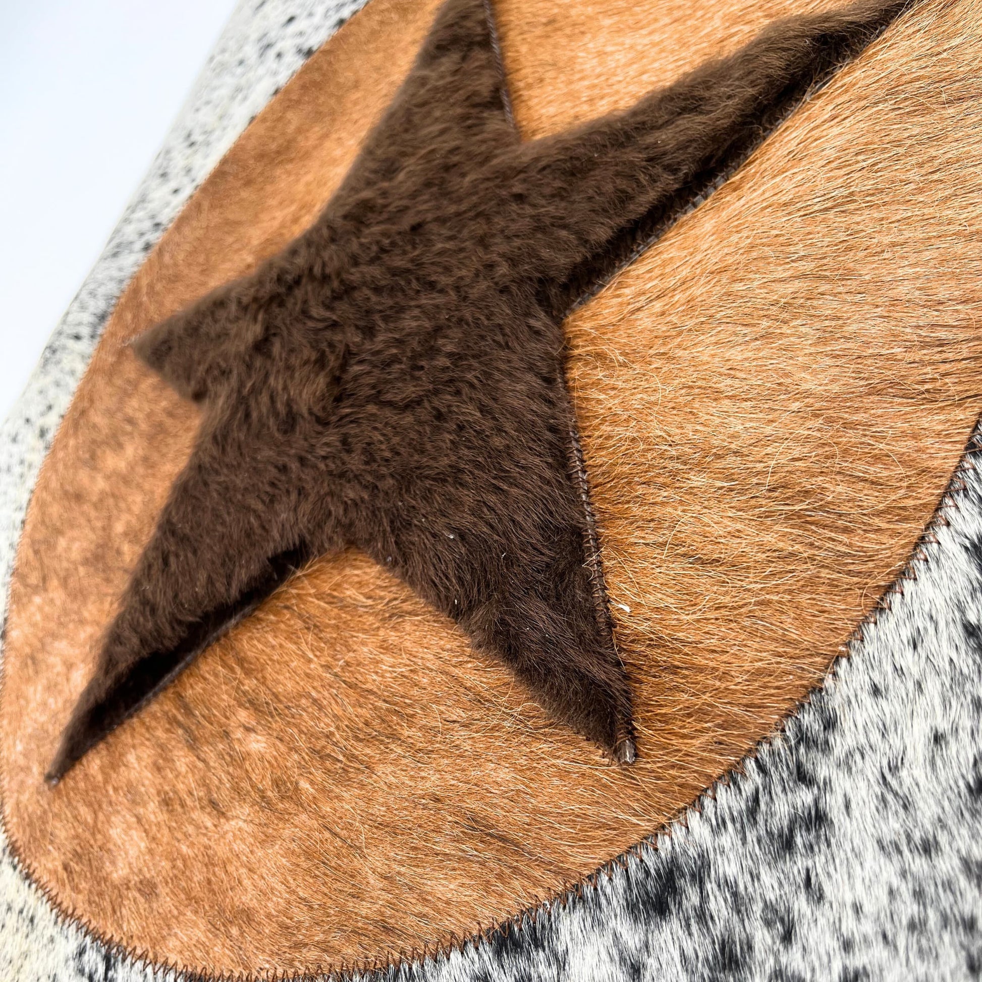 Bison Leather Pillow Cover - Rustic Star Design - Premium Hair-On 20"x20" Home Decor Accent