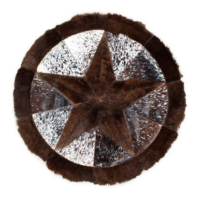 Bison Rug Hair-On Round Home Decor - Premium Black Speckled Brindle Brown - 60" Diameter