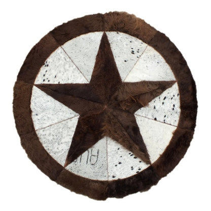 Bison Rug Hair-On Round Home Decor - Premium Black Speckled Brindle Brown - 60" Diameter