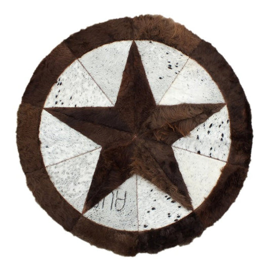 Bison Round Rug | Hair-On with Cowhide Border – Black Speckled
