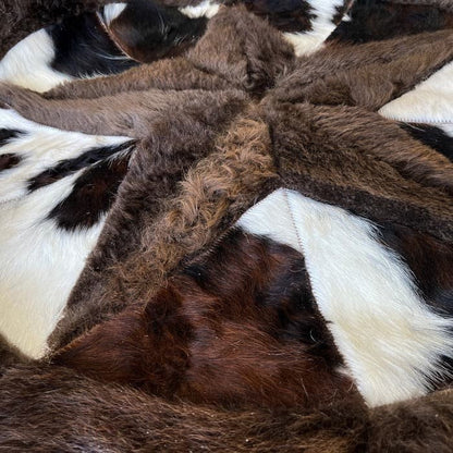 Bison Round Rug | Hair-On with Bison Star & Edge  – Black Speckled