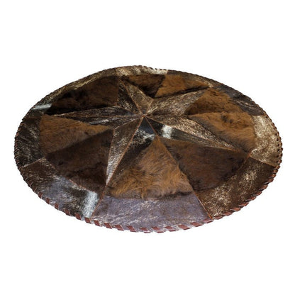 Cowhide Star Rug | Round with Bison Fill – Tricolor