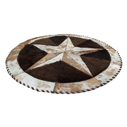 Cowhide Star Rug | Round with Bison Fill– Brown Speckled