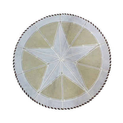 Cowhide Star Rug | Round with Bison Fill– Brown Speckled