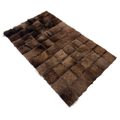 Handmade Bison Leather Patchwork Rug - Natural Hair-On First Grade 8ft x 5ft