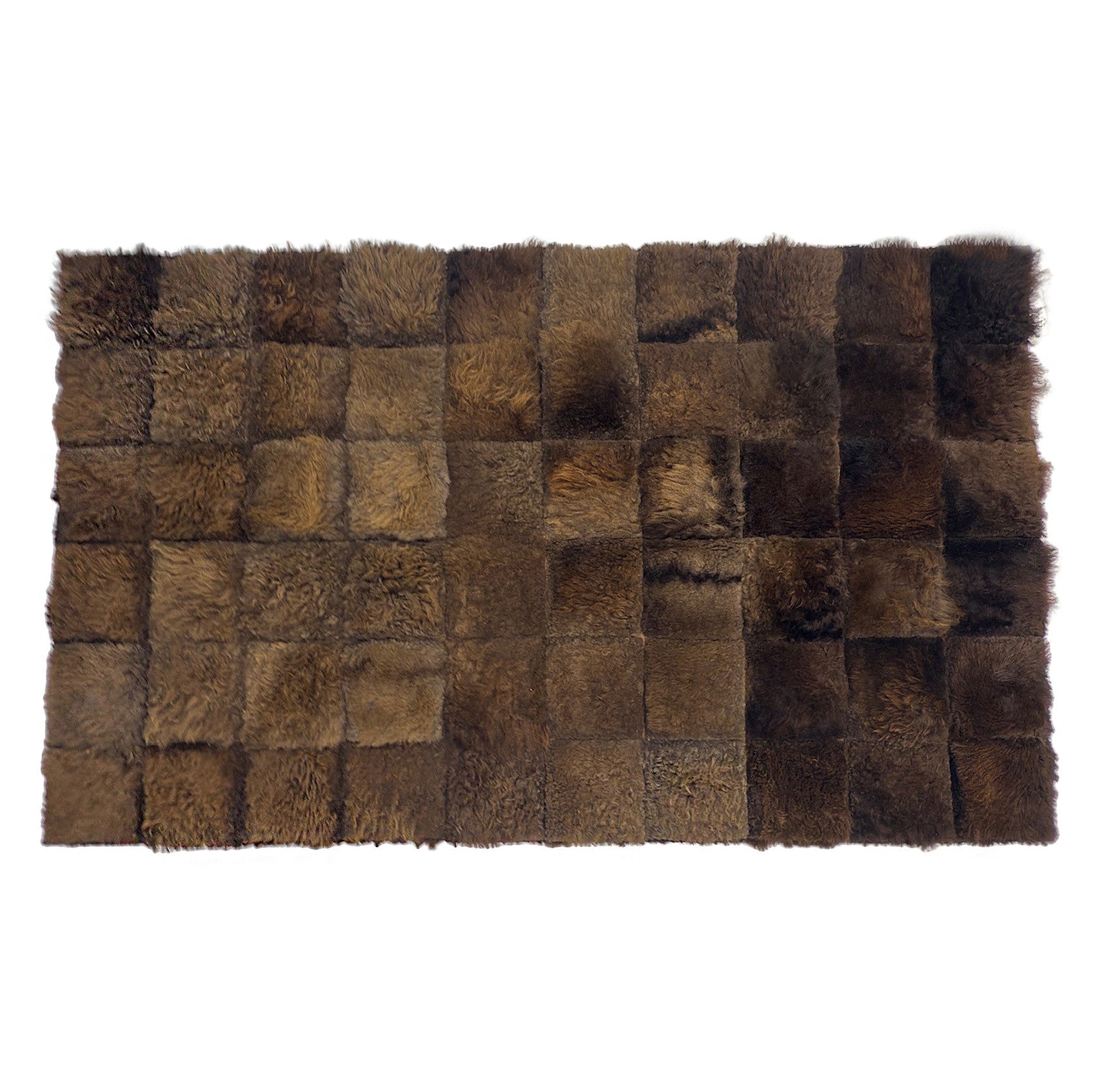 Handmade Bison Leather Patchwork Rug - Natural Hair-On First Grade 8ft x 5ft
