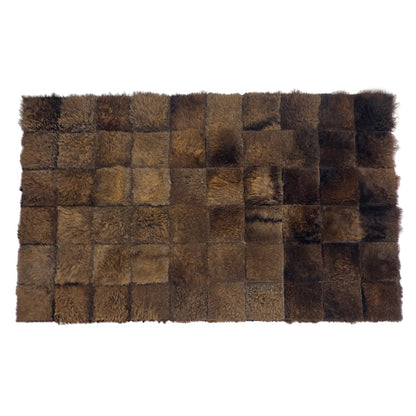 Handmade Bison Leather Patchwork Rug - Natural Hair-On First Grade 8ft x 5ft