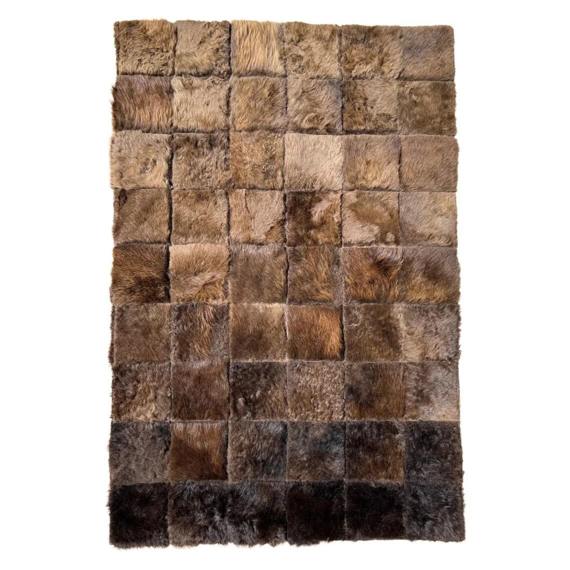 Handmade Bison Leather Patchwork Rug - Natural Hair-On First Grade 8ft x 5ft