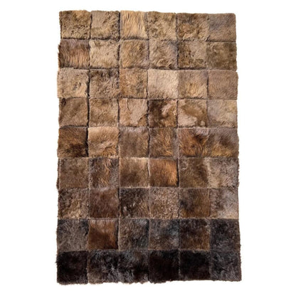 Handmade Bison Leather Patchwork Rug - Natural Hair-On First Grade 8ft x 5ft