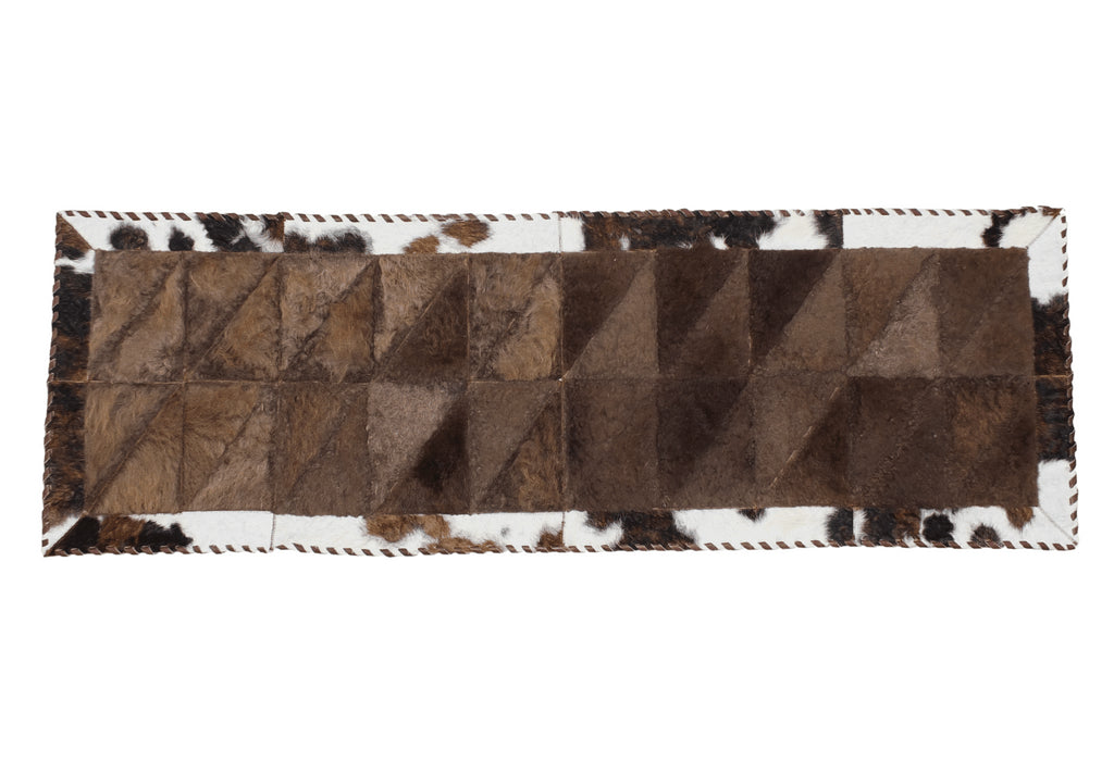 Star Patchwork Bison-Cowhide Rug 2 x 6 Feet
