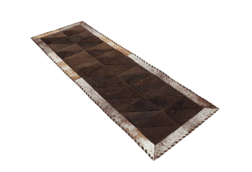 Star Patchwork Bison-Cowhide Rug 2 x 6 Feet