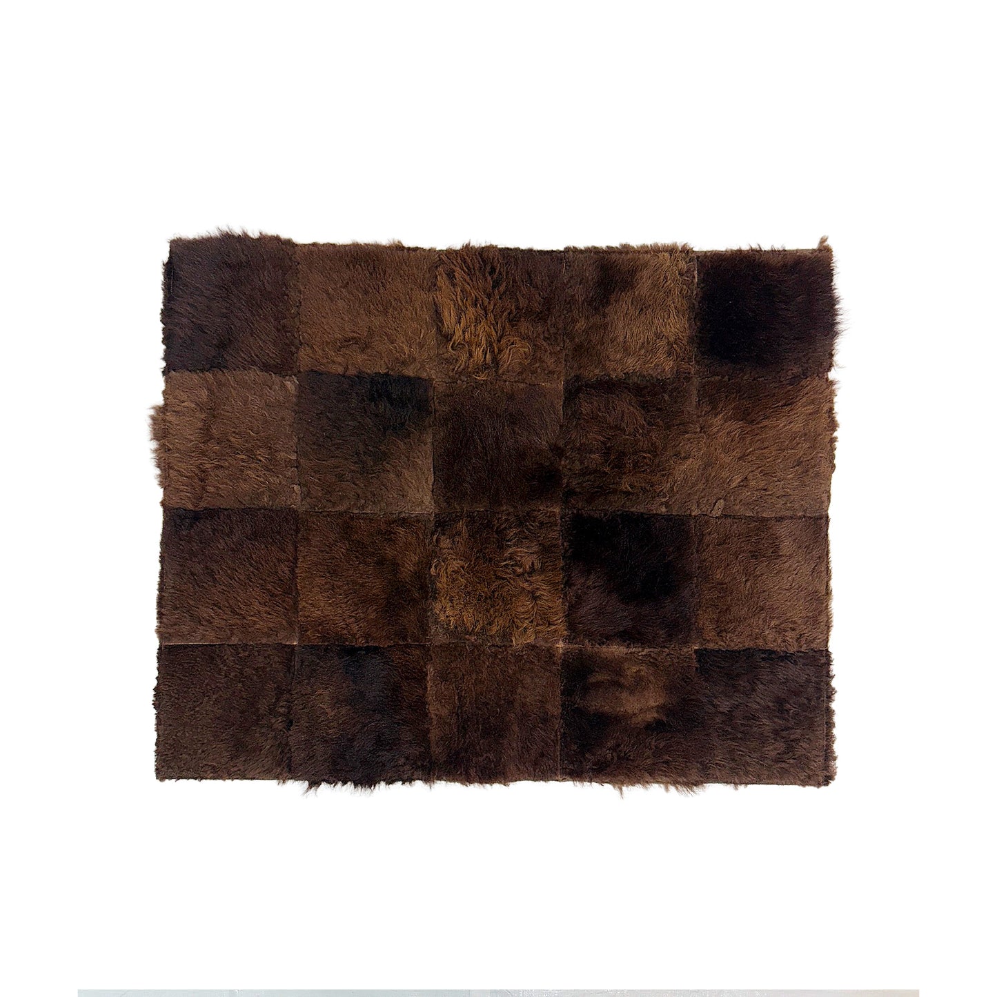 Handmade Bison Leather Patchwork Rug - Natural Hair-On First Grade 4ft x 3ft