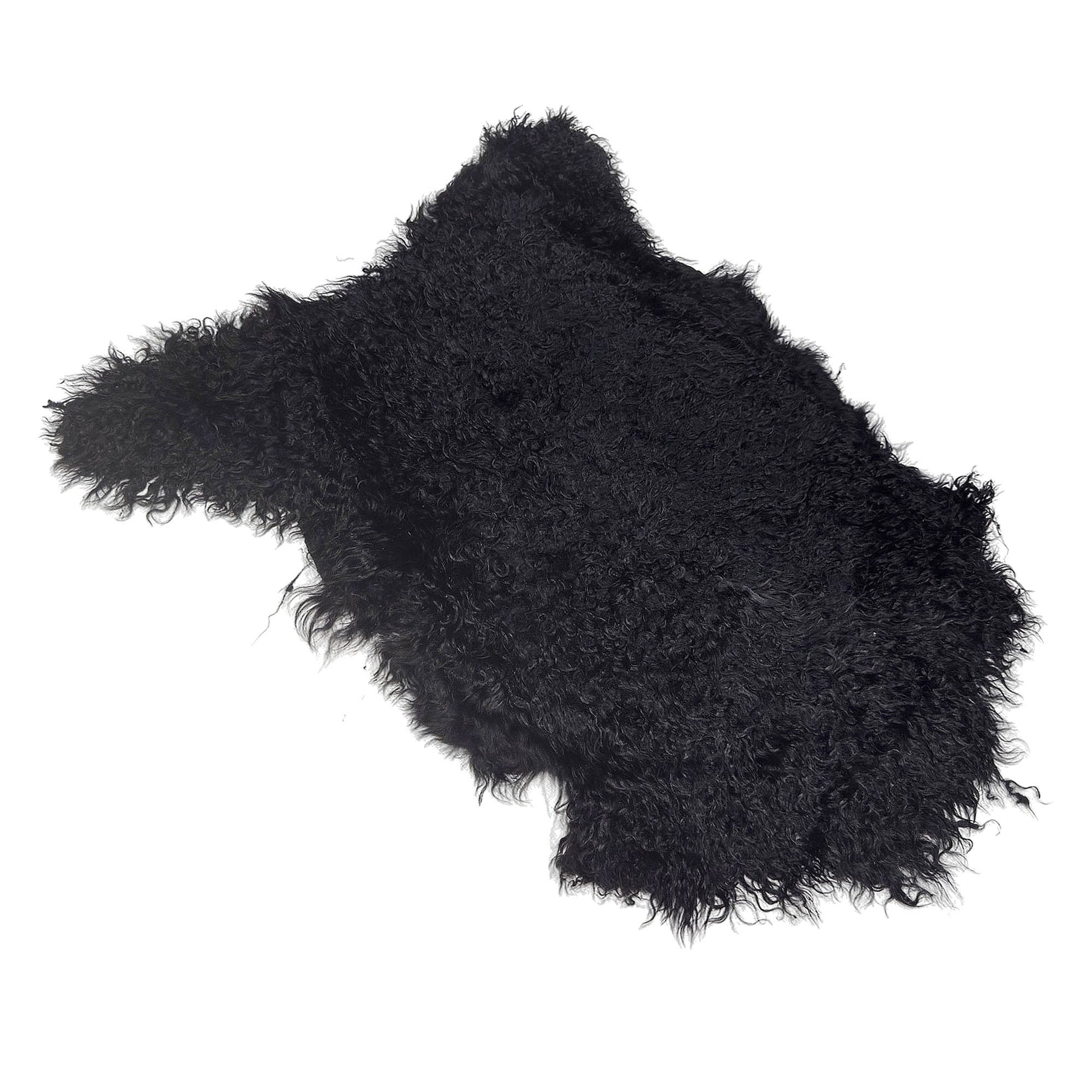 Argentinian Hair-On Angora Hide - Black - First Grade - Luxuriously Soft & Elegant