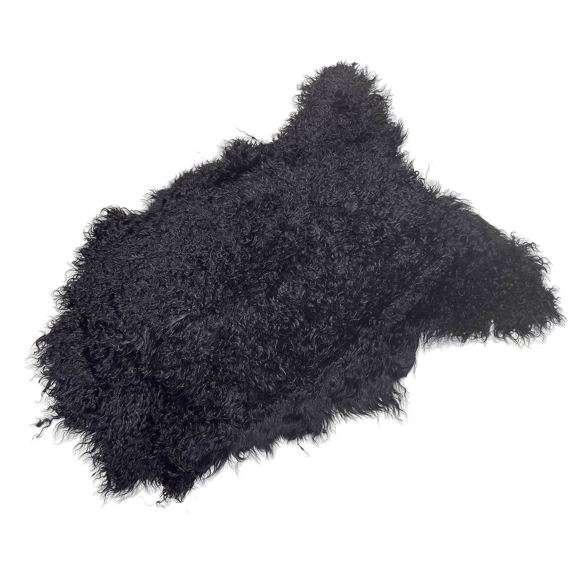 Argentinian Hair-On Angora Hide - Black - First Grade - Luxuriously Soft & Elegant