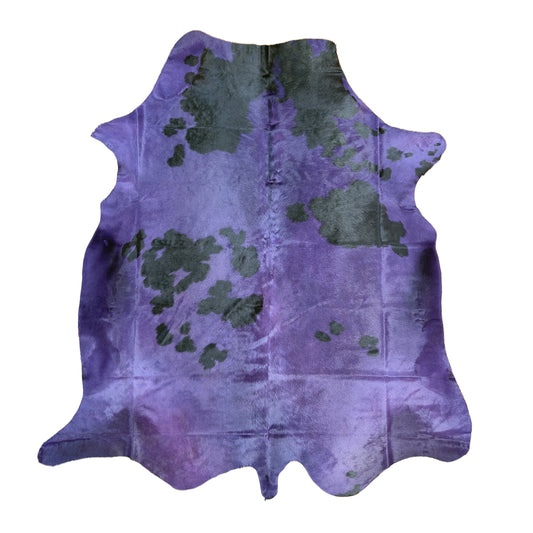 Premium Dyed Hair-On Cowhide Rug Purple - Natural Pattern First Grade