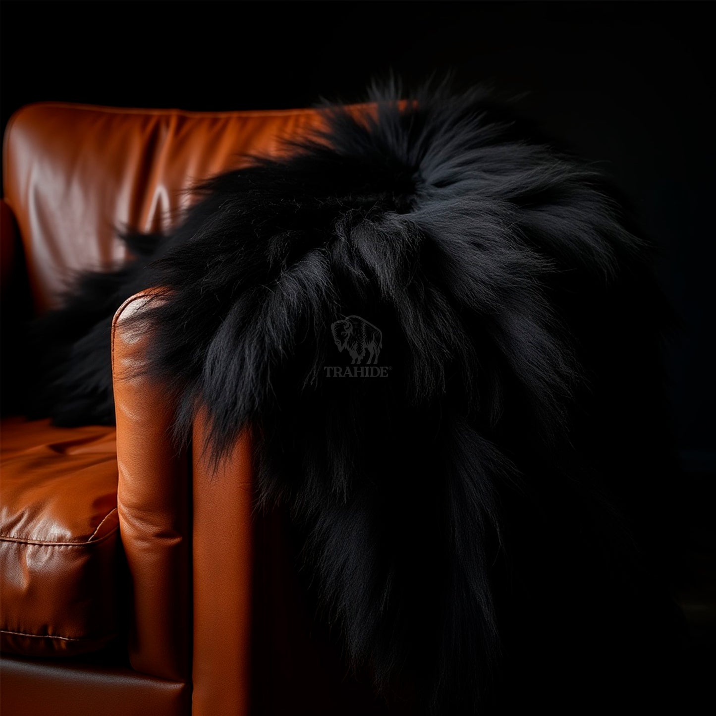 Luxury Norwegian Viking Heritage Sheepskin - Deep Black Long-Hair