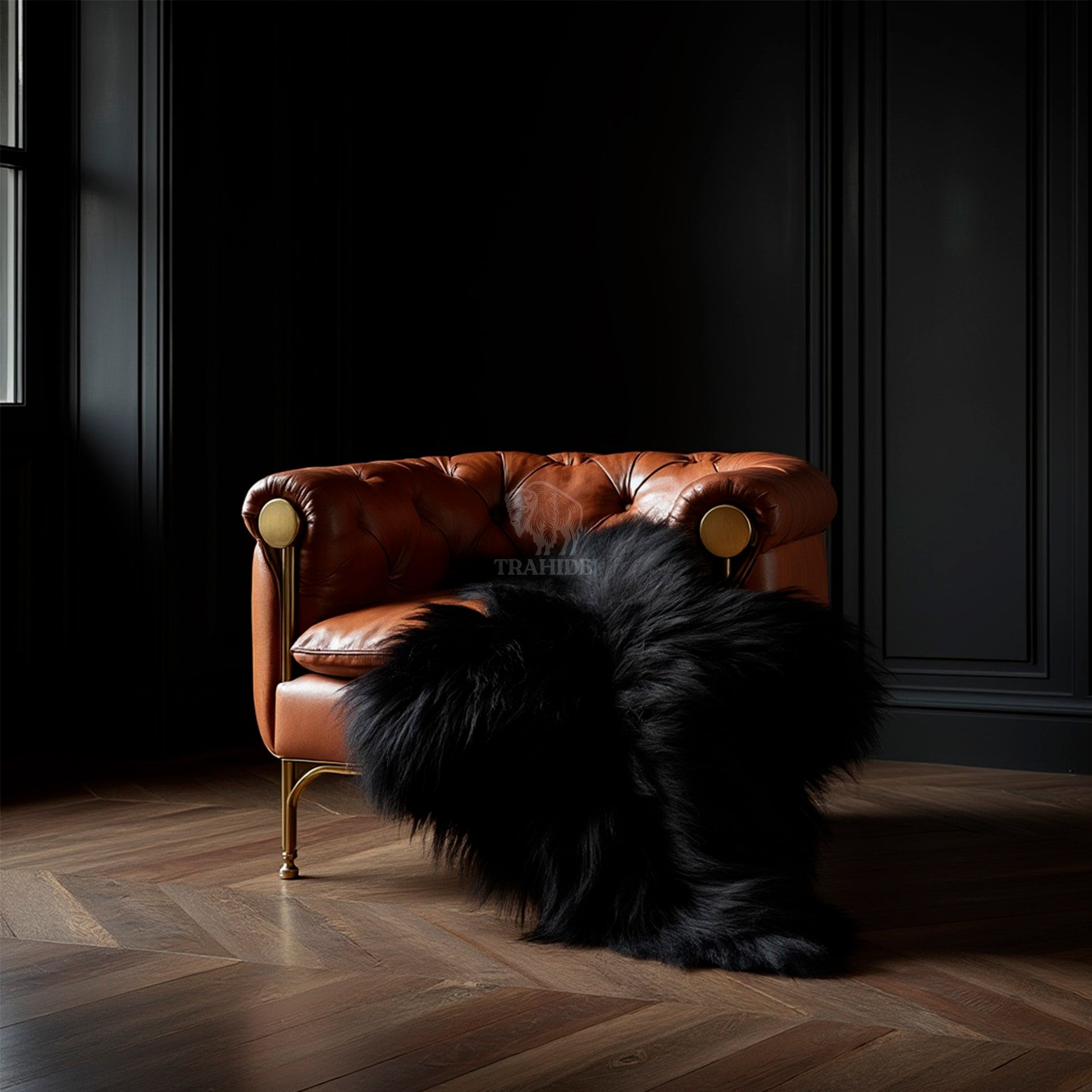 Luxury Norwegian Viking Heritage Sheepskin - Deep Black Long-Hair