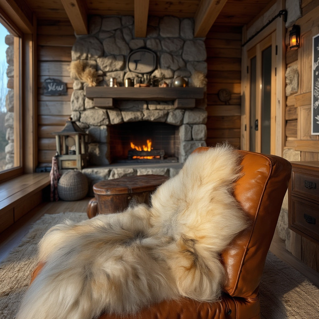 Luxury Norwegian Viking Heritage Sheepskin - Golden Flecked Beige Long-Hair