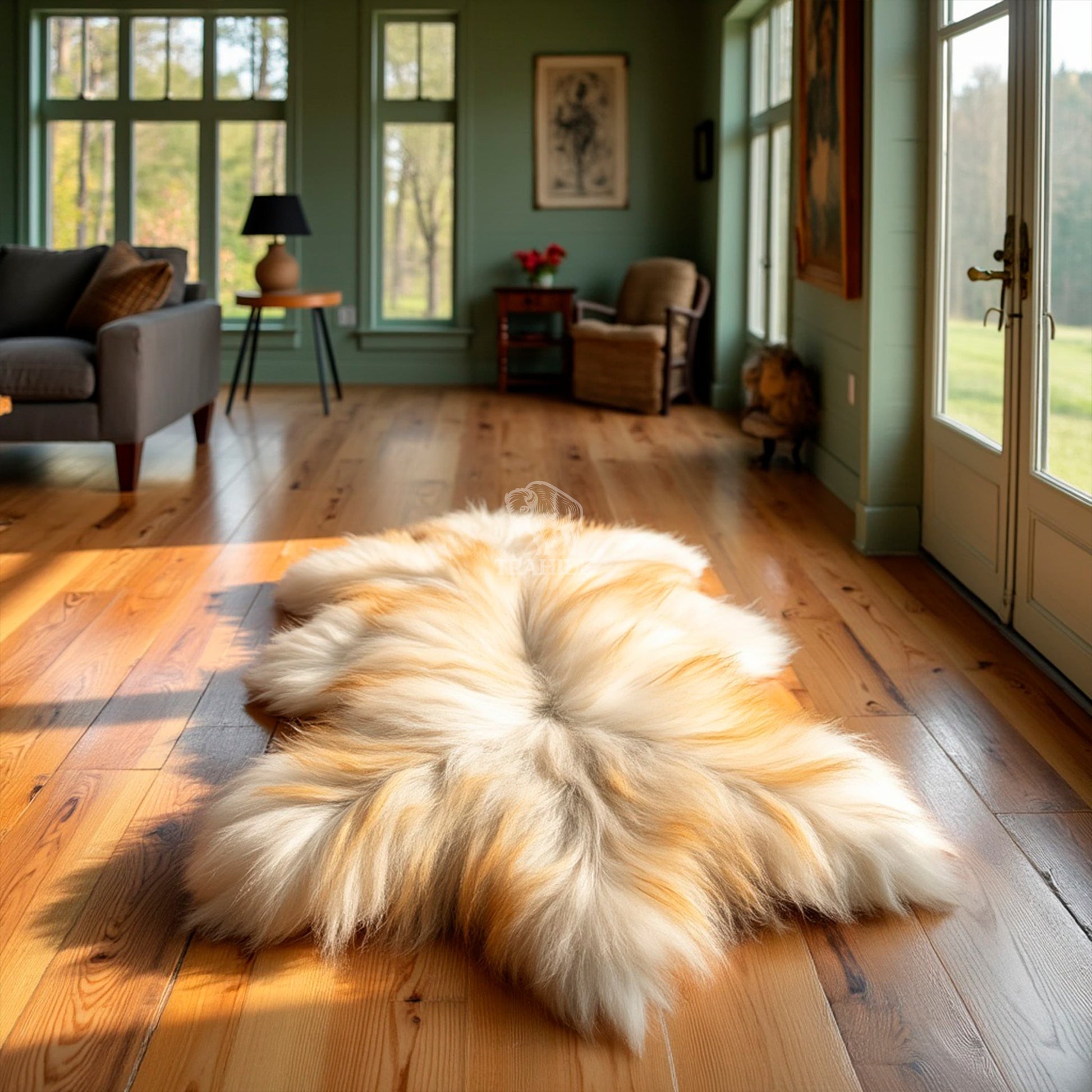 Luxury Norwegian Viking Heritage Sheepskin - Golden Flecked Beige Long-Hair