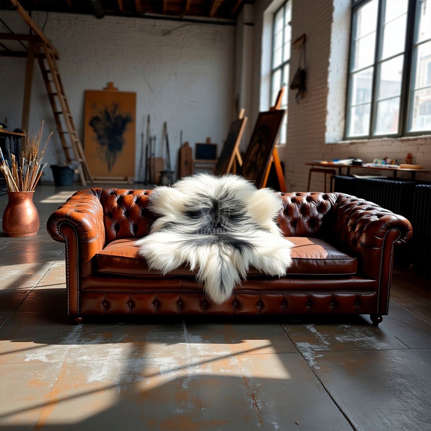 Luxury Norwegian Viking Heritage Sheepskin - Spotted Black & White Long-Hair