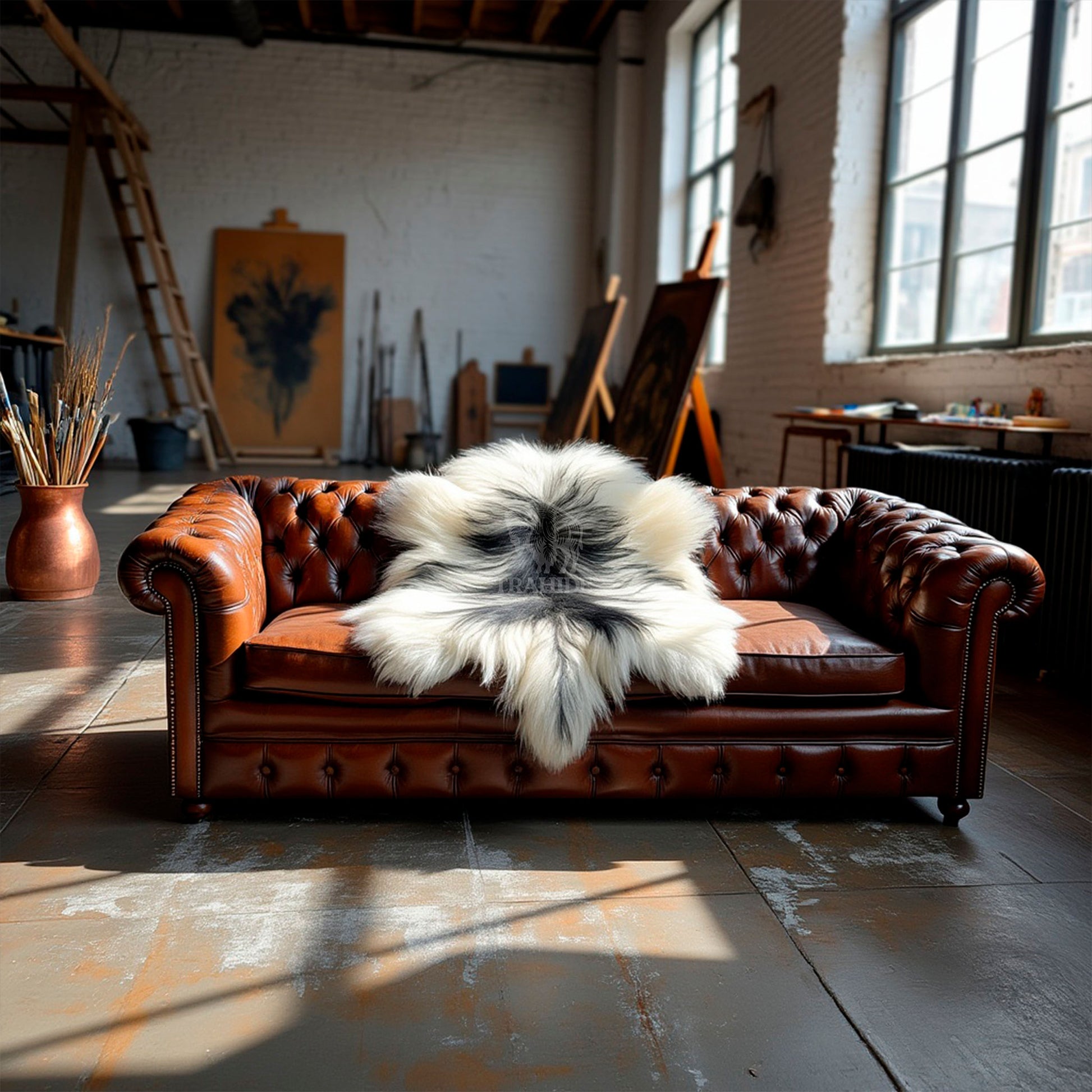 Luxury Norwegian Viking Heritage Sheepskin - Spotted Black & White Long-Hair