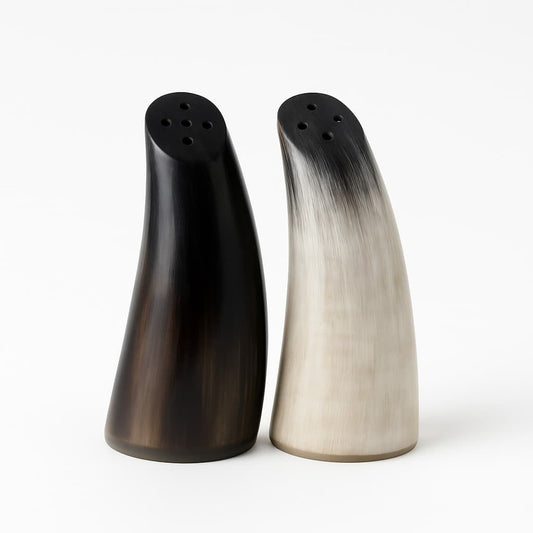 Cow Horn Shakers - Dining Decor - Handcrafted Unique Texture - Set of 2 - Premium Quality