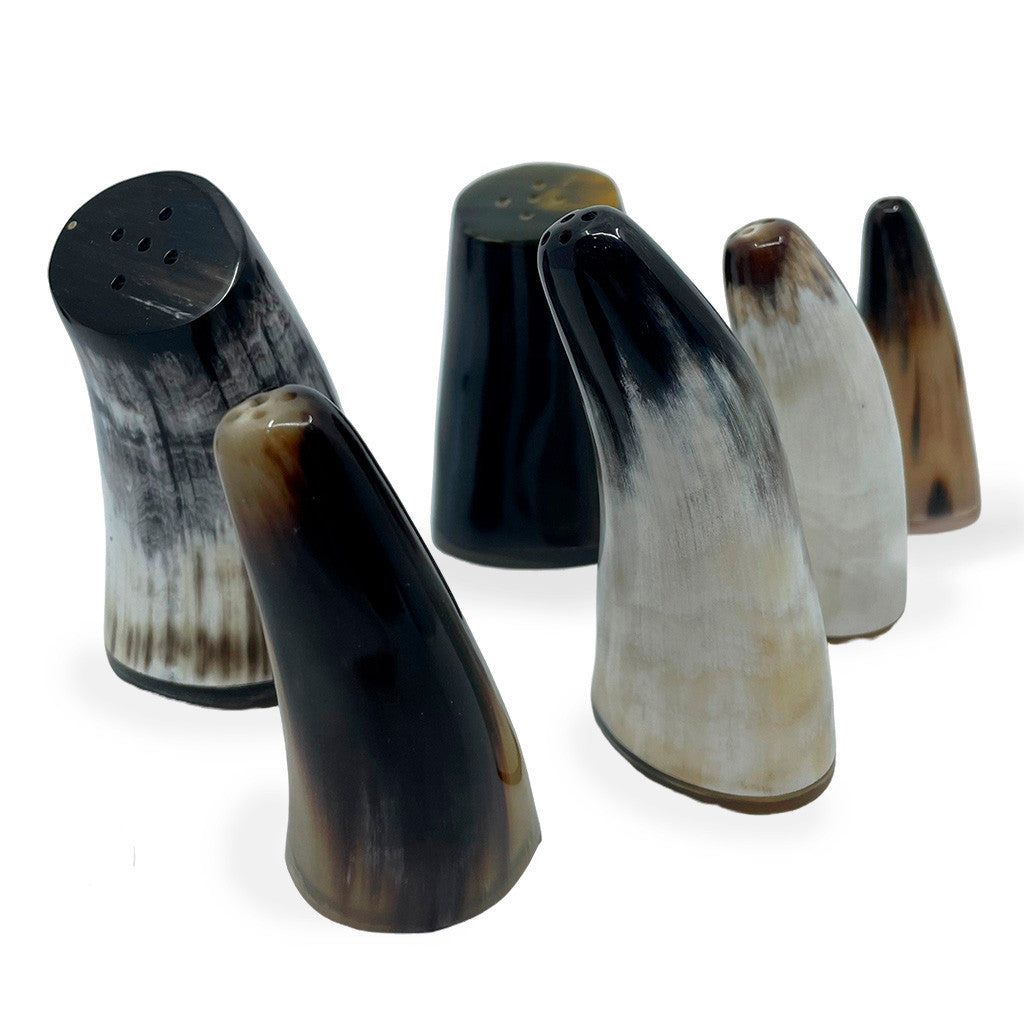 Cow Horn Shakers - Dining Decor - Handcrafted Unique Texture - Set of 2 - Premium Quality