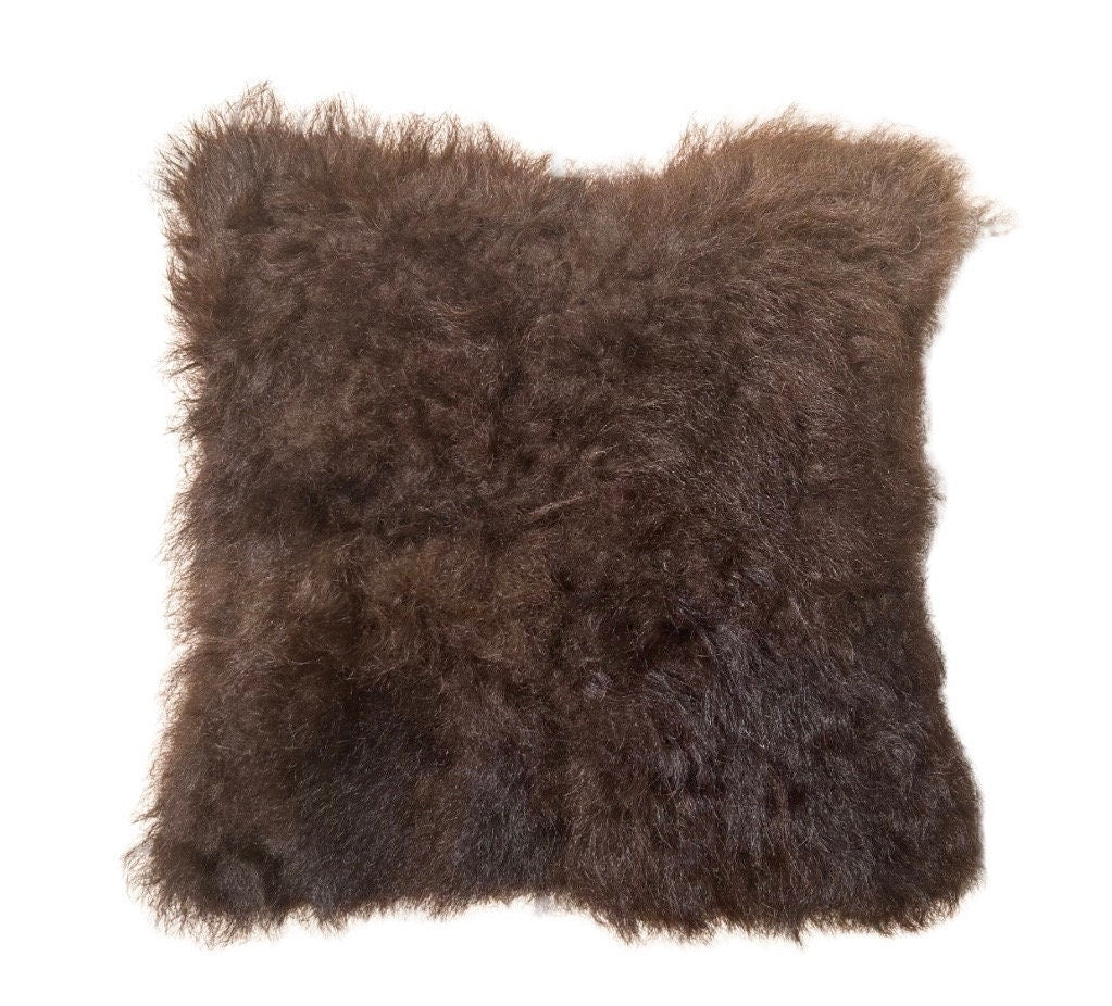 Bison Hair-On Hide Pillow Cover Pachwork Design - Premium Quality