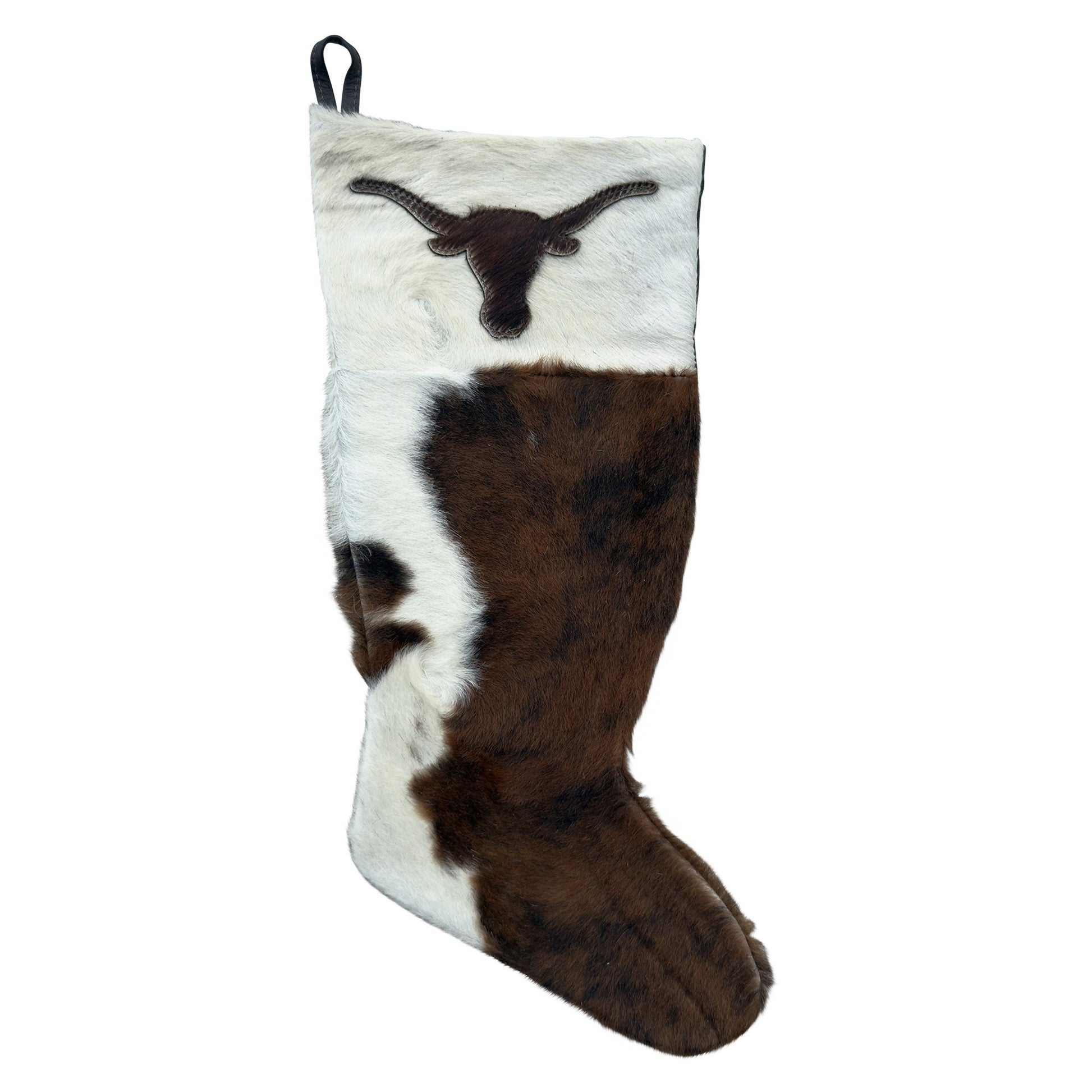 Cowhide Christmas Stocking with Top Design