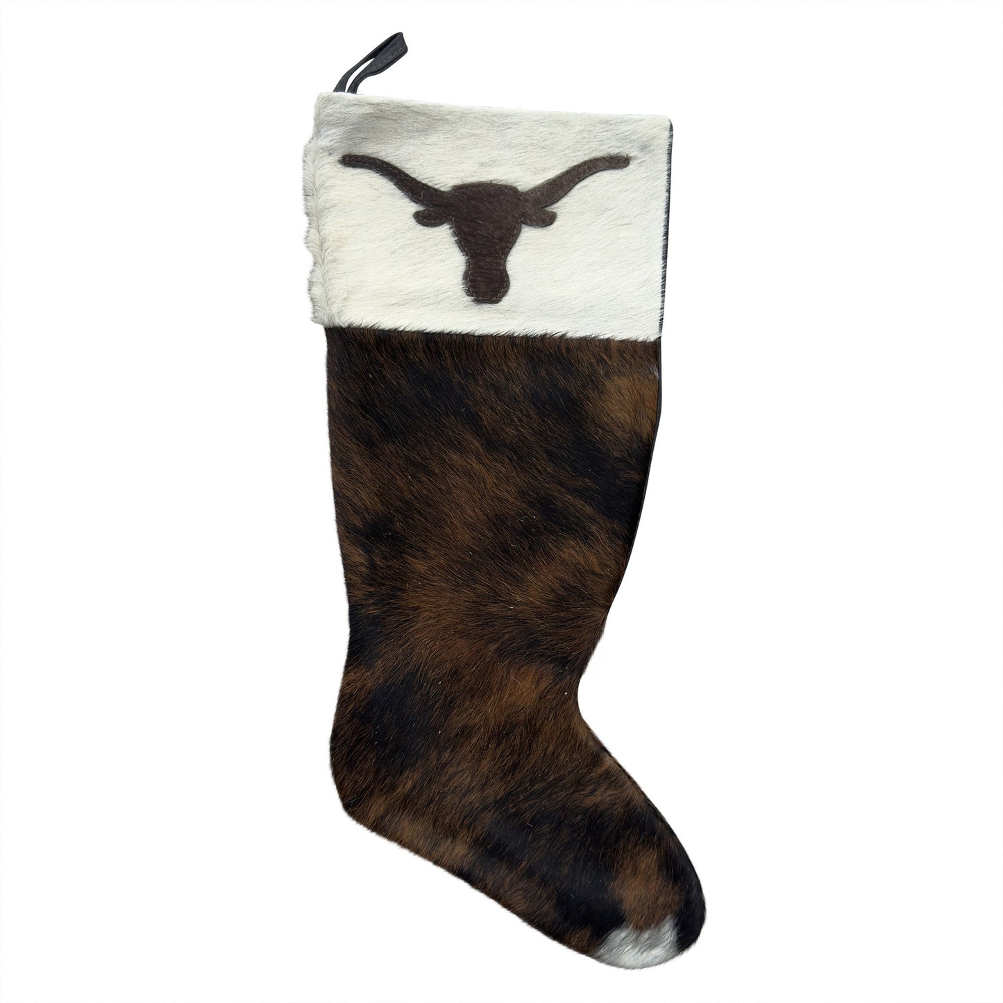 Cowhide Leather Stocking - Rustic Holiday Decor - Premium Large - Genuine Material